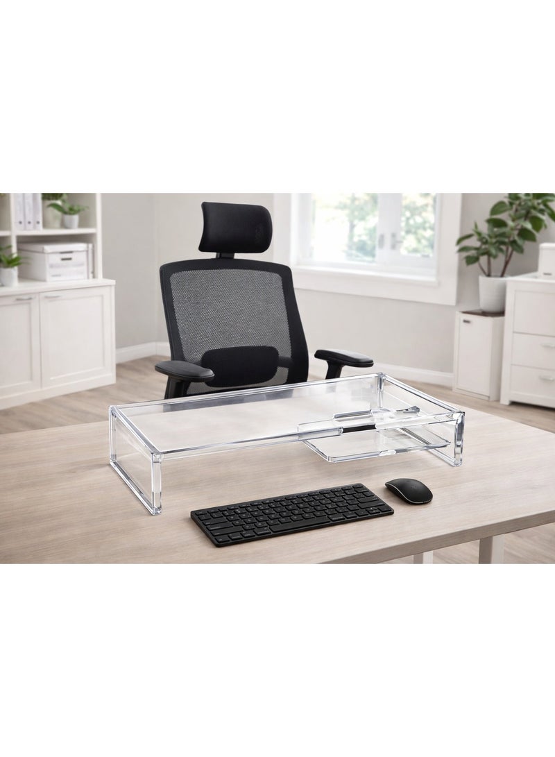 CREATIVE PLANET Creative Planet Premium Acrylic Monitor Stand Riser with Built-In Phone Holder, Clear Desktop Organizer for Laptop, Home & Office Use - Image 2